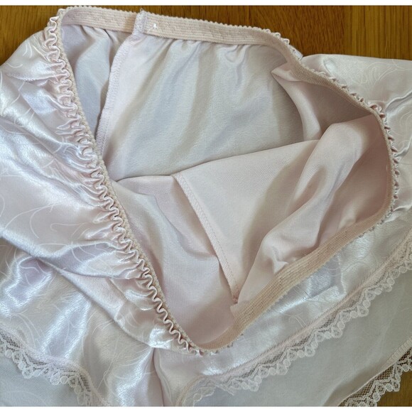 RARE Vintage MAIDENFORM Chantilly Tap ShortHi Cut Silky Panty LACE sz 5 (S) pink - Picture 2 of 8